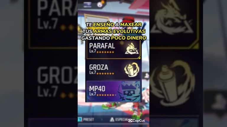 como funciona el sistema de evolucion de armas en free fire